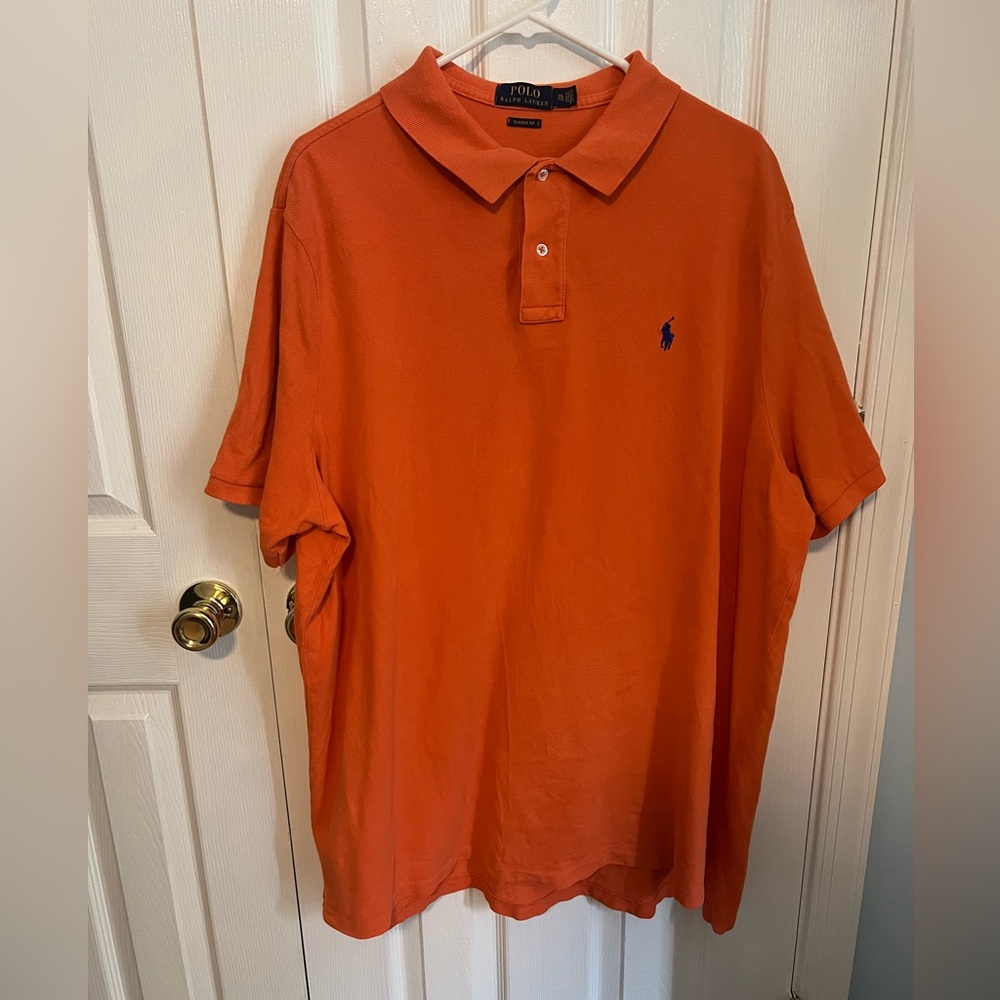 Polo Ralph Lauren Mens XXL Orange Classic Fit Cotton Short‎ Sleeve Polo Shirt
